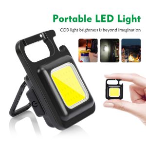 Portable LED Light  500 Lumens USB Rechargeable Pocket Flashlight Mini Keychains Work Lamp Work Light Super Bright Corkscrew Keychain Light torch light Outdoor Camping Light Emergency Light Market Lights Small Light