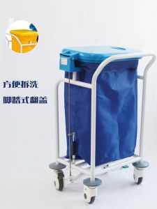Medical ABS Morning Care Ward Bed-Sweeping Brush Pedal Type Waste Sorting Bin Dirty Clothes Cleaning Quilt Clothes Plastic Steel Trolley