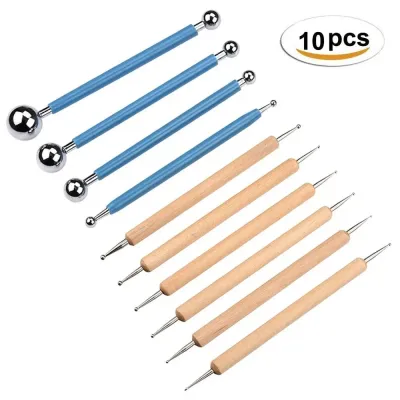 Polymer Modeling Clay Sculpting Tools Dotting Pen Ball Stylus Pottery Ceramic Clay Indentation Tools Set for DIY Nail Art Craft