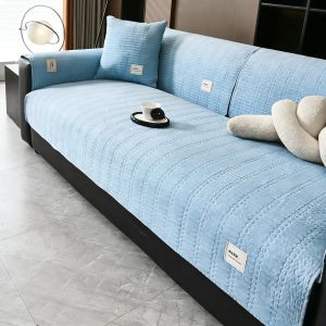 1pc Plain Simple Solid Quilted Non-Slip Sofa Cover Pet Friendly Washable Slipcover Furniture Protector Living Room Home Decor