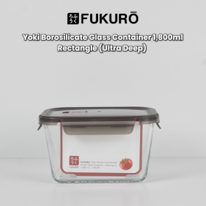Fukuro Ultra Deep Glass Container 1800ml – Yoki Borosilicate Airtight Leak-Proof Lunch Box with Air Vent