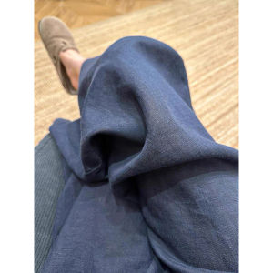 V.C.I | Loose Flowing Dark Blue Linen Pants