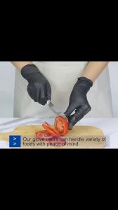 ถุงมือยางสีดํา อเนกประสงค์ สัมผัสอาหารได้ ถุงมือไนไตร ถุงมือร้านสัก หนาพิเศษ 100 ชิ้น/กล่อง ทนน้ำมัน