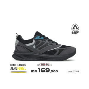 Aerostreet 37-44 Denver Hitam Abu Tosca - Sepatu Sneakers Casual