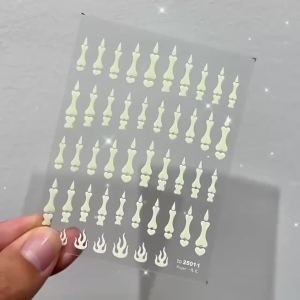 New Luminous Halloween Nail Sticker Pumpkin Ghost Spider Web Witch Flower Window Nail Decorations Stickers Self Adhesive Decals