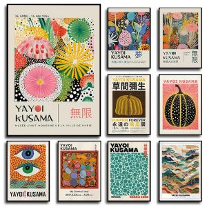 Yayoi Kusama Art Exhibition Pumpkin Blossom Canvas Poster Japanese Dreams Infinity Wall Art Print Modern Living Room Home Decor