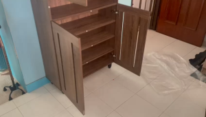 Flexidesignx Merlot Walnut 4-Door Shoe Cabinet with Soft Close Mechanism and Multi-Compartment Storage – 32 Pairs Capacity