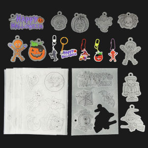 Halloween DIY Handmade Colorable Shrink Film Childrens Creative Material Kit No Cutting Punching Required Festival Season