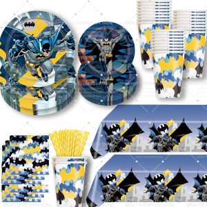 Beast Kingdom | Batman Birthday Party Supplies Decoration Tableware Tablecloth Paper Cup Plate Napkin Cake Topper Banner Balloon Birthday Favors