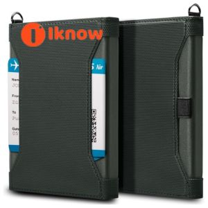 I know RFID Blocking Leather Passport Holder - Multi-Functional Large Capacity Travel Wallet for Passports Tickets and Documents