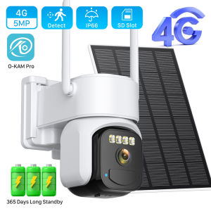 4G Solar Outdoor Security Camera with PIR Human Detection 8MP/5MP/2MP Cloud P2P O-KAM App Control Two-Way Audio Battery Powered