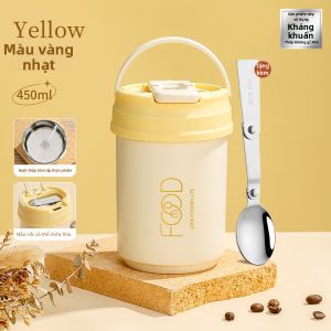YOULUNMEI | Cốc Thép Không Gỉ Di Động Có Nắp Và Thìa
