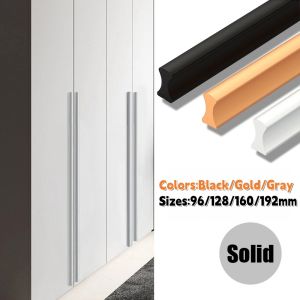 Simple Black Gray Gold Solid Aluminum Alloy Kitchen Cabinet Door Knobs and Handles Drawer Pulls Bar Handle Furniture Hardware