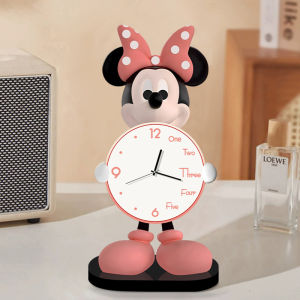 Mickey Mouse Cartoon Desktop Clock Living Room Entrance TV Cabinet Wine Cabinet Decorative Item Quiet Battery Powered Clock
