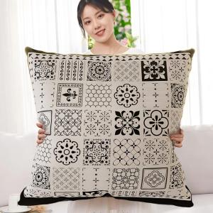 Áo Đệm Ghế Sofa Vải Lanh Tối Giản Hiện Đại Đen Trắng Phòng Khách Đệm Cỡ Lớn Đệm Gối Sang Trọng Cổ Điển Cảm Giác Cao Cấp