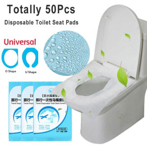 50Pcs Disposable Toilet Seat Cover Mat Waterproof Paper Plastic Toilet Seat Pad Travel Camping Bathroom Accessiories