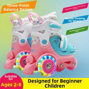 Kids Beginner Flashing Quad Roller Skates