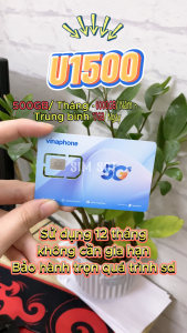 ( ~17GB/NGÀY ) Sim 5G Vinaphone U1500 - Có 500GB/tháng Data Tốc Độ Cao Chuyên Dùng Mạng - Dùng Mạng Trọn Gói 1 Năm Không Lo Hết Mạng Chỉ Lo Hết Pin . FREESHIP - CHƯA KÍCH HOẠT
