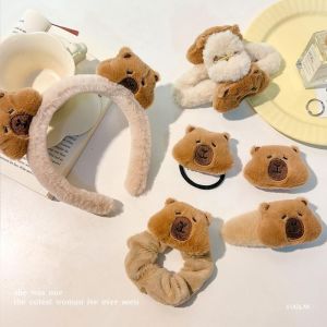 FUDESHE อีลาสติก อุปกรณ์ผม Capybara การ์ตูนลายการ์ตูน ชุดคลุมศีรษะ คลิปหนีบผม  Barrette ที่คาดผม สำหรับผู้หญิง