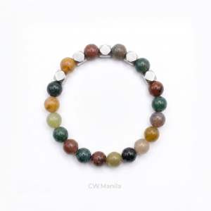 CW Manila - 0SIRIS Stretch Bracelet - 8mm Fancy Jasper Stones with Truncated Spacers - Charm Bracelet