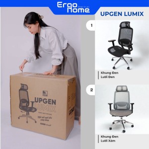 Ghế công thái học văn phòng UPGEN Lumix - Chân Nhôm Full lưới thoáng khí ngả êm hỗ trợ lưng cổ