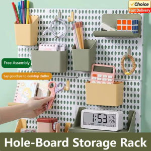 Kawaii Hole Board Dormitory Wall Shelf Decoration Free Punching Adhesive Students Study Wall Mounted Storage Rack Home Organizer