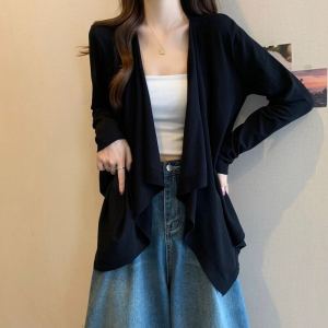 plus Size Lazy Style Knitted Open Cardigan Womens Spring New Long Sleeve Loose Fitting V-Neck Sweater Outerwear Korean Loose Fit