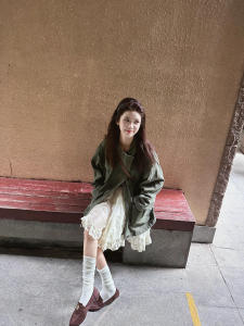 Váy Ngắn Chữ a Cạp Cao Ren Viền Kiểu Hàn Quốc Mùa Xuân Thu Váy Ngắn Che Mông Thon Gọn Cho Nữ