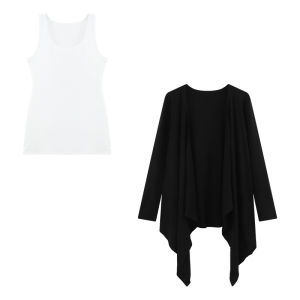 ชุดเสื้อคาร์ดิแกนแขนยาวสไตล์เกาหลี ชุดสองชิ้น ทรงหลวม แขนยาว ปกติ แขนยาว ชุดสองชิ้น ฤดูใบไม้ร่วง ฤดูใบไม้ผลิ