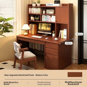ZHUOHE | Integrated Desk and Bookshelf Home Computer Table With Drawer
