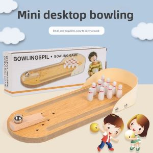 Tabletop Mini Bowling Game Set with 10 Pins Portable Tabletop Bowling Game Desktop Bowling Set for Family Adults Kids