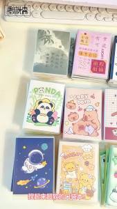 4Pcs/set A7 Mini PVC Cover Pocket Notebook Cute Cartoon Cat & Oil Painting Journal Set Small Lined Notepad