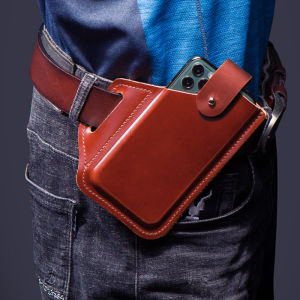 Leather Belt Phone Pouch Leather Cell Phone Holster Universal Leather Phone Case with Belt Loops for Men and Women Large Coff