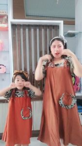 Homedress Daster Anak Umbrella Motif Macan Tali Serut Lengan Rumbai Usia 1 - 13 Tahun Baju Anak Couple Claressa Collection