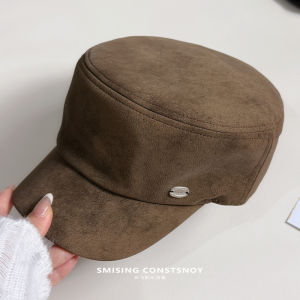 Korean Style Fashionable Metal Label Newsboy Cap Womens Retro British Street Casual Versatile Equestrian Hat Autumn Warmth