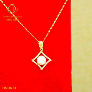 Dây Chuyền Nữ Vòng Cổ Nữ Mặt Ngọc Trai Titan Xi Mạ Vàng Thật 10k 18k 24k Cao Cấp (Không Bị Đen) - Trang Sức Hava Hong Kong Phong Cách Thời Trang