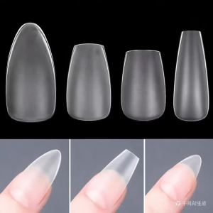 120pcs/bag Matte Soft Full Cover Press on Nail Tips Oval Almond Sculpted Fake Nails Full Cover Press-On for Easy Application