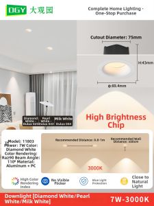 DGY | Frameless Recessed Downlight  Deep Cup Glare-free Full Spectrum Eye-protective Ultra-thin