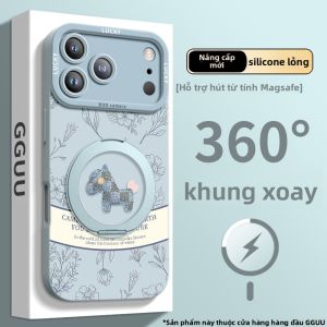 Ốp lưng silicon GGUU cho iPhone 16 Pro Max có dây đeo chéo giúp chống rơi có giá đỡ