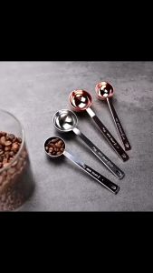 Long Espresso Coffee Sugar Powder Stainless Steel Kitchen Measuring Spoon Scoop With Scale 15ml 30ml