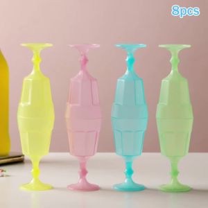 8Pcs Plastic Wine Cups Mini Red Wine Glasses Stylish Cocktail Goblets For Parties Bars Weddings Cocktail Cups Glasses Colorful