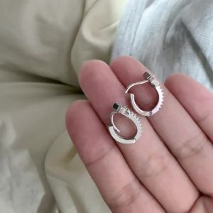 Huitan Fashion Star Hoop Earrings with Dazzling CZ Simple Stylish Ear Accessories for Women Silver Color Exquisite Jewelry