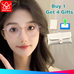 IMPALA FL3015P Fashion Women Eyeglasses Anti Blue Light Computer Glasses for Girls Anti Radiation UV400 Lens Metal Frame Glasse with Box