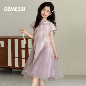 Lightweight Sheer Chinese Style Cheongsam Dress For Girls