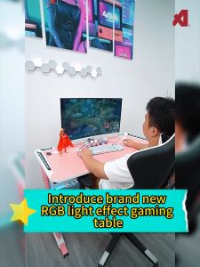 FTC 100/120/140CM Pro-Z Gaming Table with RGB Light + Carbon Fiber Texture Surface + Headphone Holder + Cup Holder Gaming Table E-Sport Table Study Table  游戏玩家的选择