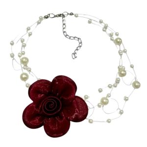 Prilly Flower Floating Pearl Necklace Kalung Bunga Lotus Rose Teratai Mawar Mutiara Aesthetic Pesta Pearls Choker Handmade Fashion