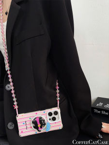 Creative Cat Umbrella Pattern Magnetic Absorption Stand Mobile Phone Case Suitable for Apple 16Pro Huawei Mate70Pro Crossbody Chain Strap