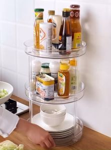 From the Kitchen Transparent Rotatable Kitchen Condiment Storage Rack Seasoning 360° Turntable Transparent Box