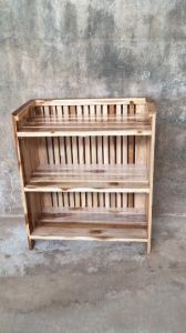 KODANG ชั้นวางหนังสือ ชั้นวางรองเท้า ชั้นวางของ 3 ชั้น ซี่ระแนง ขนาด กว้าง 33 ซม. ยาว 65 ซม.65 ซม.