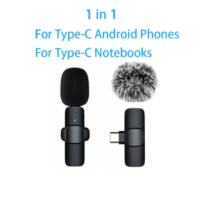 Wireless Lavalier Microphone Mini USB-C Noise Reduction for iPhone Android Live Streaming Interviews Portable Handheld Mic
